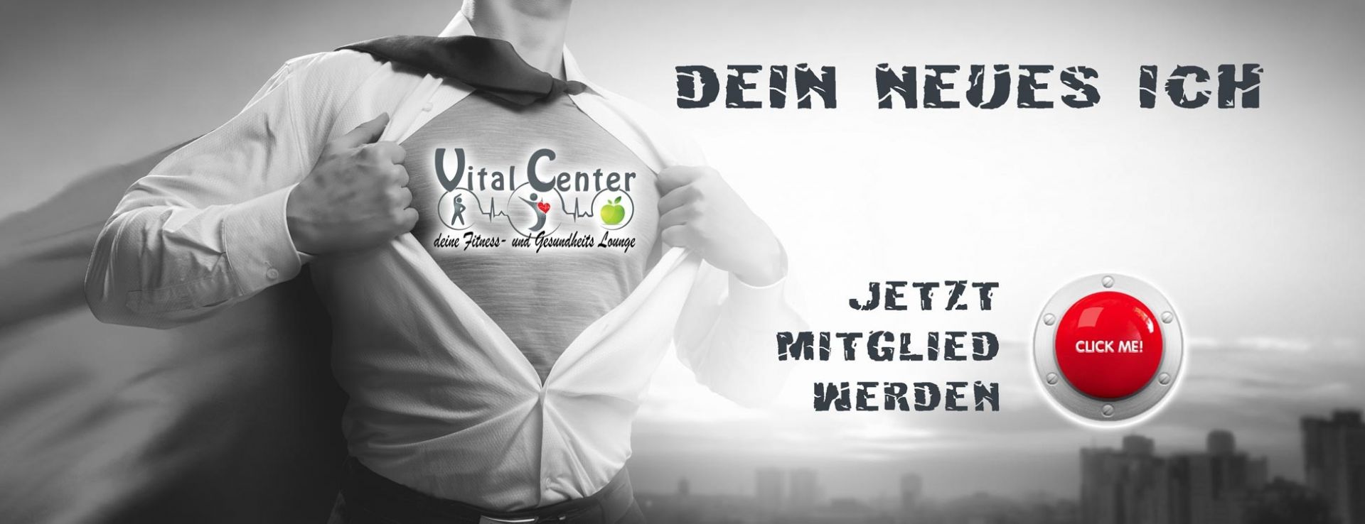 Mann mit Fitnessclub Neuhaus & Speichersdorf  Slogan auf dem Tshirt